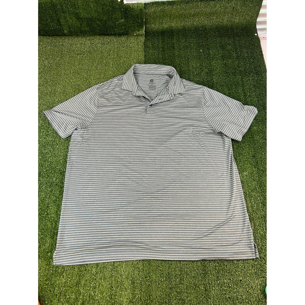 Champion C9 Mens XXL Grey White‎ Striped Performance Polo Shirt Short Sleeve